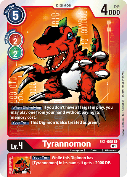 Foil Tyrannomon EX1-005 R Classic Collection Digimon TCG - guardiangamingtcgs