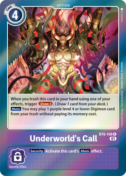 Foil Underworld's Call BT6-108 R Double Diamond Digimon TCG - guardiangamingtcgs