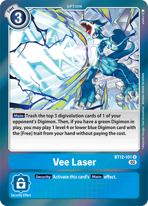 Foil Vee Laser BT12-101 R Across Time Digimon TCG - guardiangamingtcgs