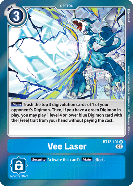Foil Vee Laser BT12-101 R Across Time Digimon TCG - guardiangamingtcgs