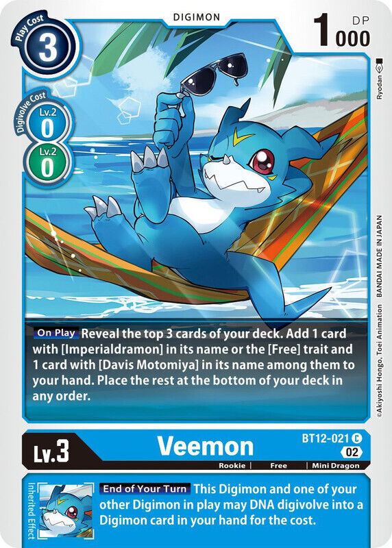 Veemon BT12-021 C Across Time Digimon TCG - guardiangamingtcgs