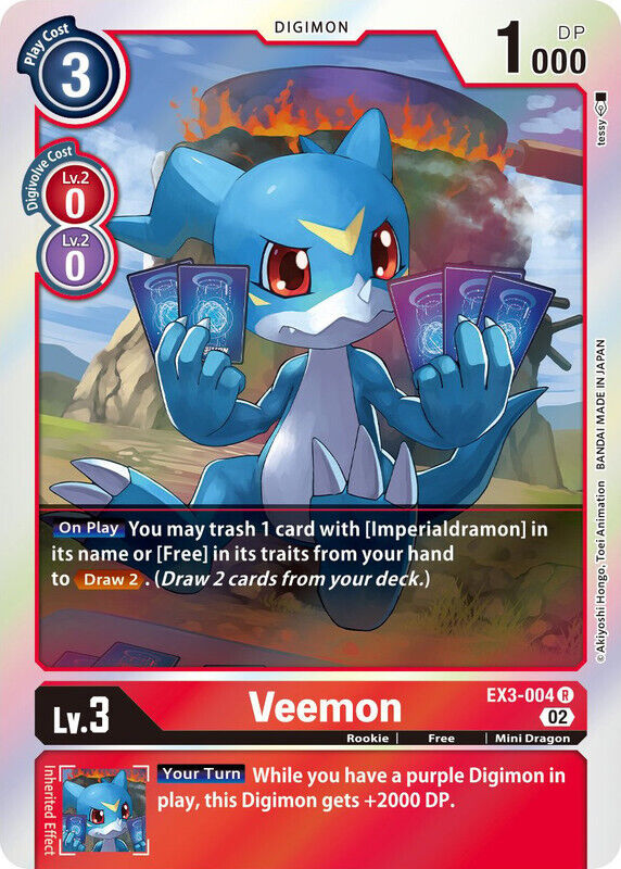 Foil Veemon EX3-004 R Draconic Roar Digimon TCG - guardiangamingtcgs