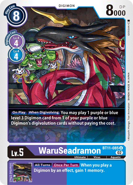 WaruSeadramon BT11-085 U Dimensional Phase Digimon TCG - guardiangamingtcgs