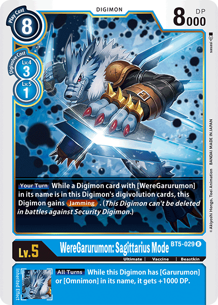 WereGarurumon: Sagittarius Mode BT5-029 R Battle of Omni Digimon TCG - guardiangamingtcgs