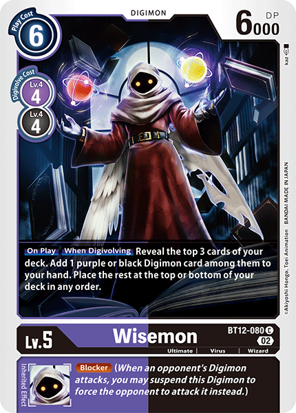 Wisemon BT12-080 C Across Time Digimon TCG - guardiangamingtcgs