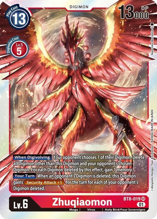 Foil Zhuqiaomon BT8-019 SR New Awakening Digimon TCG - guardiangamingtcgs