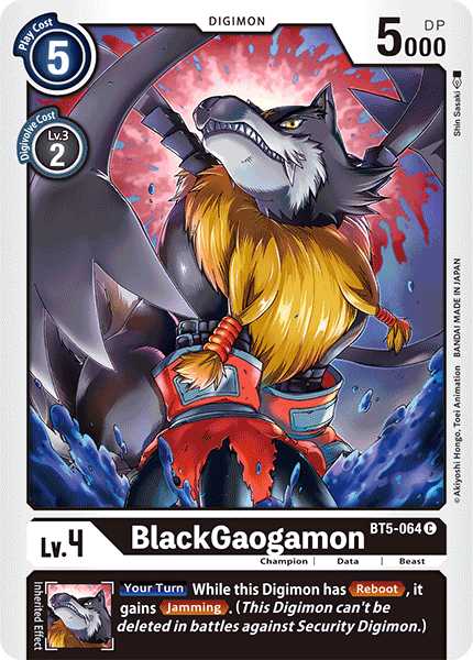 BlackGaogamon BT5-064 C Battle of Omni Digimon TCG - guardiangamingtcgs