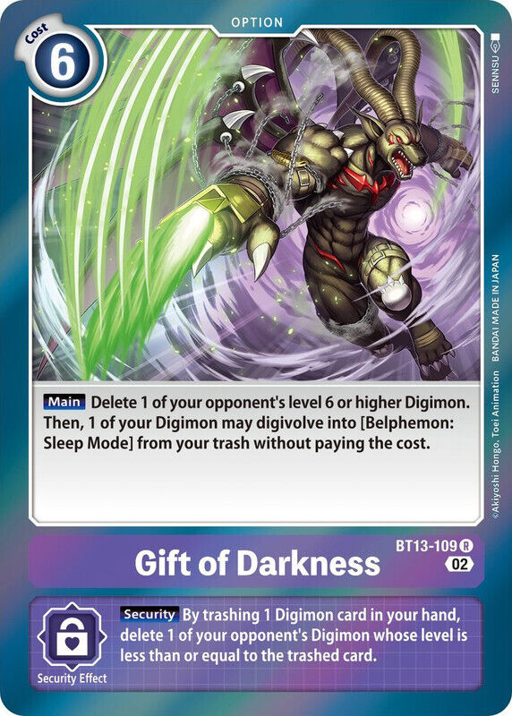 Foil Gift of Darkness BT13-109 R Versus Royal Knights Digimon TCG - guardiangamingtcgs