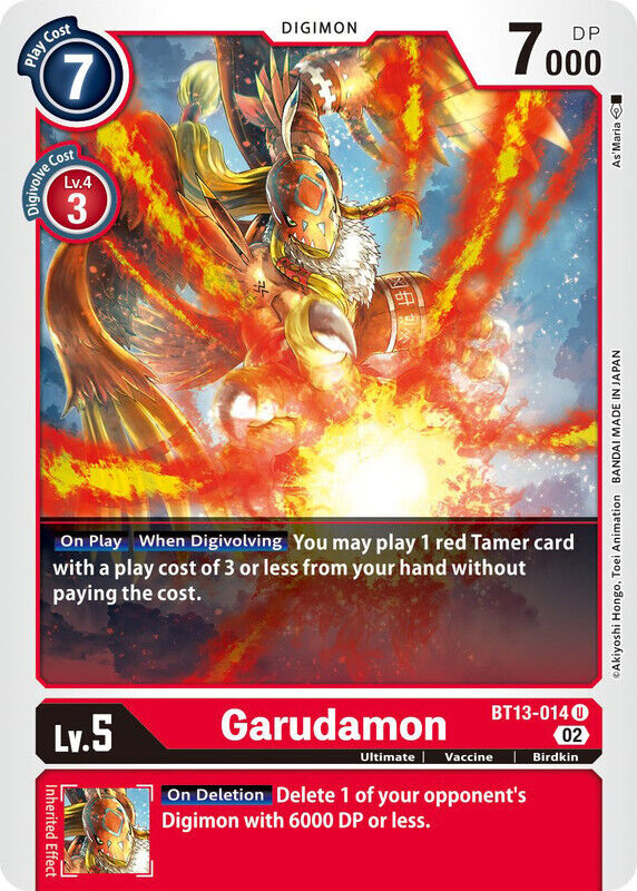 Garudamon BT13-014 U Versus Royal Knights Digimon TCG - guardiangamingtcgs