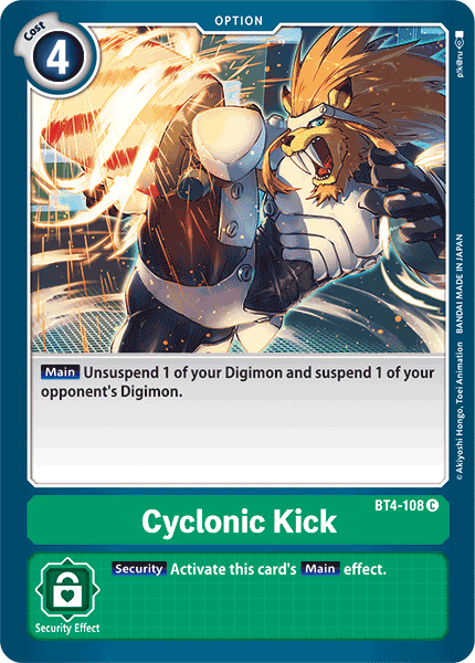 Cyclonic Kick BT4-108 C Great Legend Digimon TCG - guardiangamingtcgs