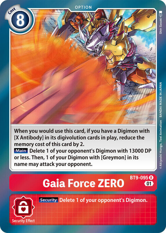 Foil Gaia Force ZERO BT9-095 R X Record Digimon TCG - guardiangamingtcgs