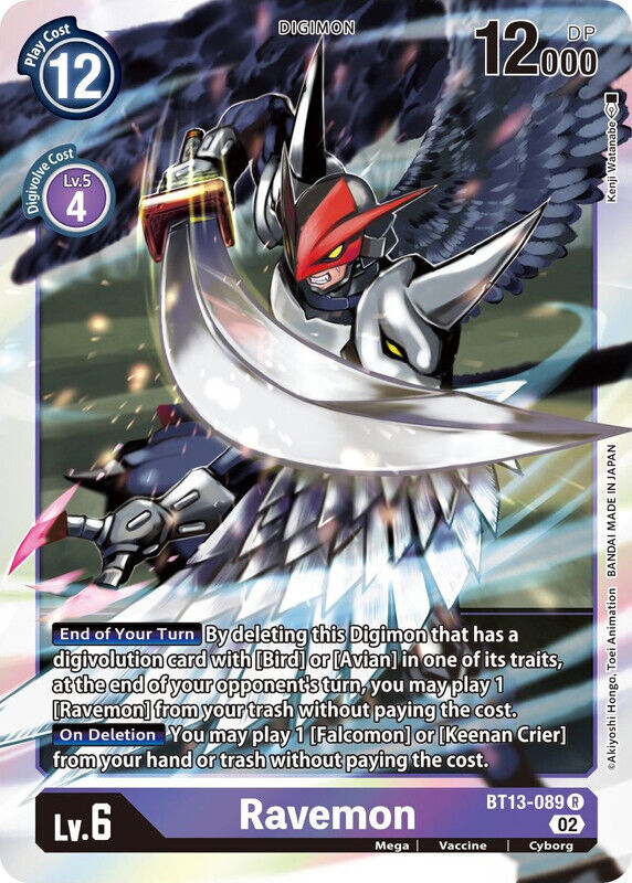 Foil Ravemon BT13-089 R Versus Royal Knights Digimon TCG - guardiangamingtcgs