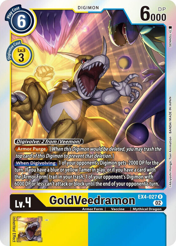 Foil GoldVeedramon EX4-027 R Alternative Being Booster Digimon TCG - guardiangamingtcgs