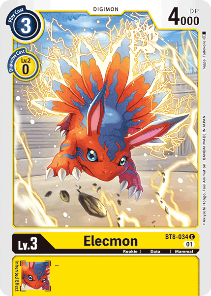 Elecmon BT8-034 C New Awakening Digimon TCG - guardiangamingtcgs