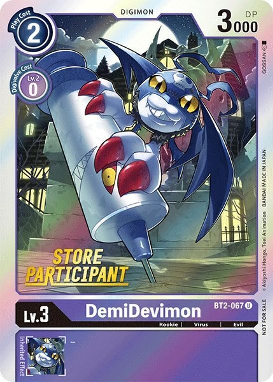 Foil DemiDevimon - BT2-067 (Store Participant) U Release Special Booster Digimon TCG - guardiangamingtcgs