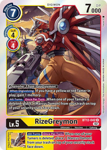 Foil RizeGreymon BT12-042 R Across Time Digimon TCG - guardiangamingtcgs