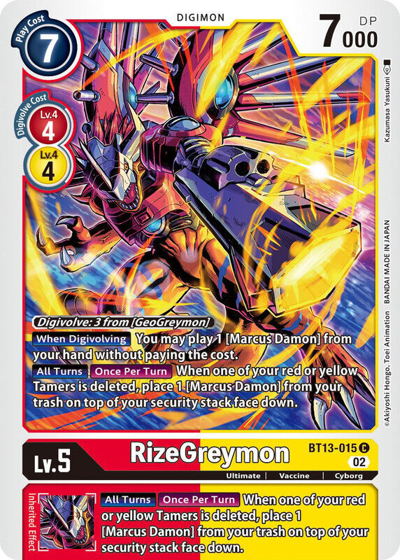 RizeGreymon BT13-015 C Versus Royal Knights Digimon TCG - guardiangamingtcgs