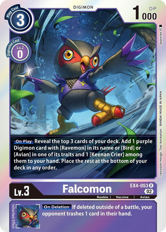 Foil Falcomon EX4-053 R Alternative Being Booster Digimon TCG - guardiangamingtcgs