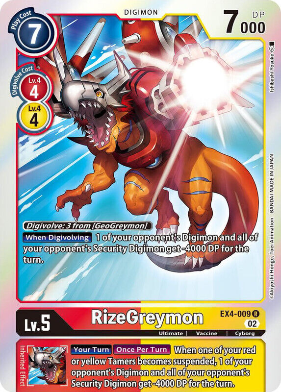 Foil RizeGreymon EX4-009 R Alternative Being Booster Digimon TCG - guardiangamingtcgs