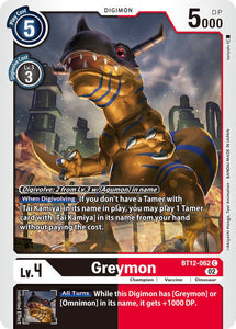 Greymon BT12-062 C Across Time Digimon TCG - guardiangamingtcgs