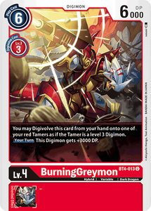 BurningGreymon BT4-013 U Great Legend Digimon TCG - guardiangamingtcgs