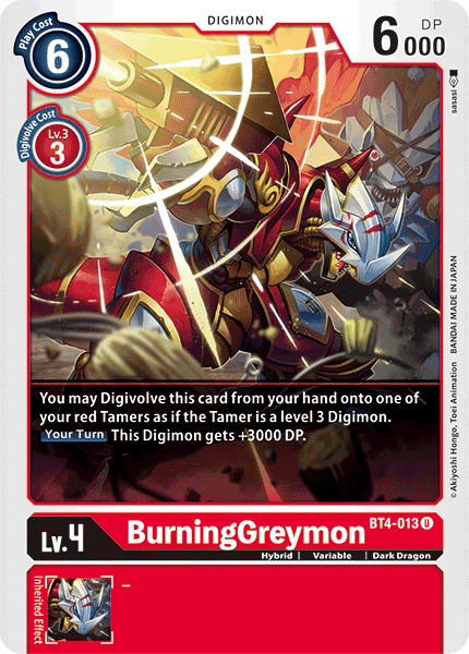 BurningGreymon BT4-013 U Great Legend Digimon TCG - guardiangamingtcgs