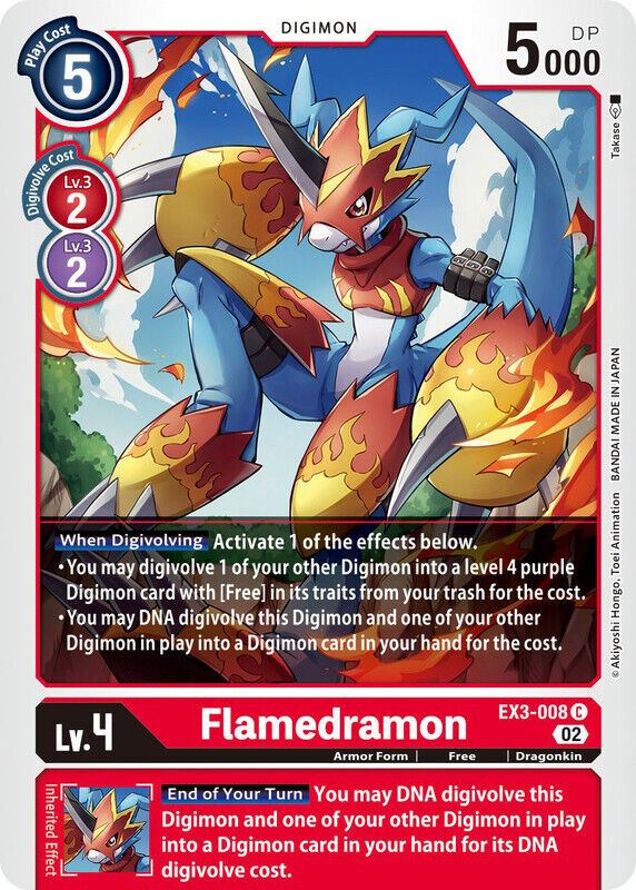 Flamedramon EX3-008 C Draconic Roar Digimon TCG - guardiangamingtcgs