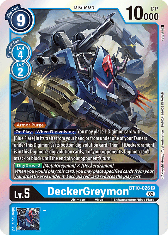 Foil DeckerGreymon BT10-026 R Xros Encounter Digimon TCG - guardiangamingtcgs