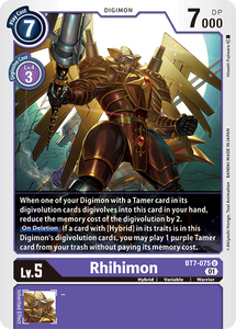 Rhihimon BT7-075 U Next Adventure Digimon TCG - guardiangamingtcgs