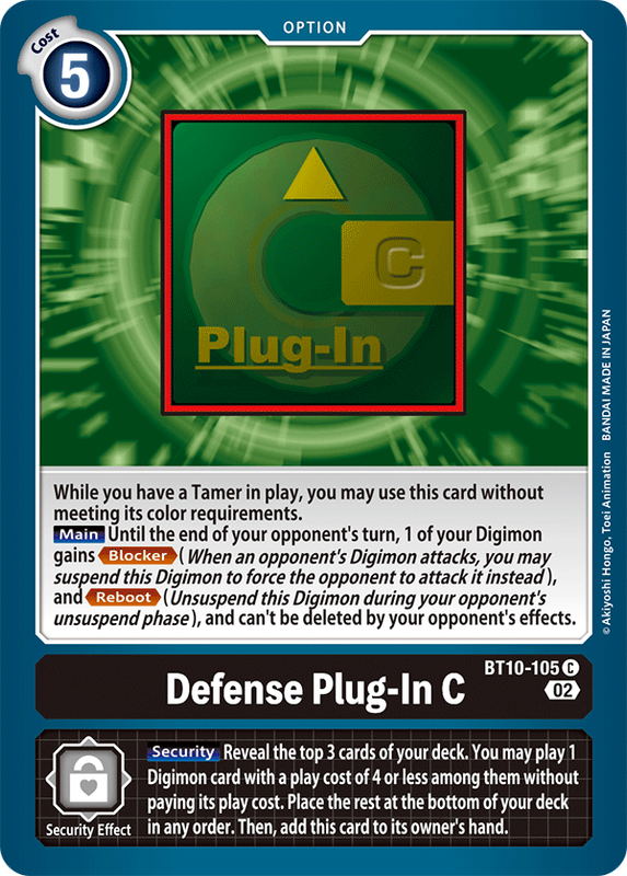 Defense Plug-In C BT10-105 C Xros Encounter Digimon TCG - guardiangamingtcgs