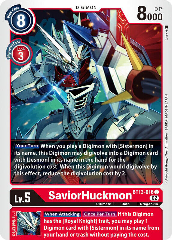 SaviorHuckmon BT13-016 U Versus Royal Knights Digimon TCG - guardiangamingtcgs