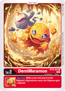 DemiMeramon BT10-001 U Xros Encounter Digimon TCG - guardiangamingtcgs