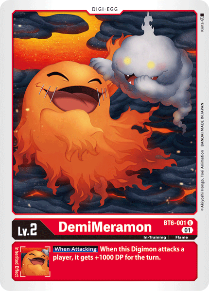 DemiMeramon BT6-001 U Double Diamond Digimon TCG - guardiangamingtcgs