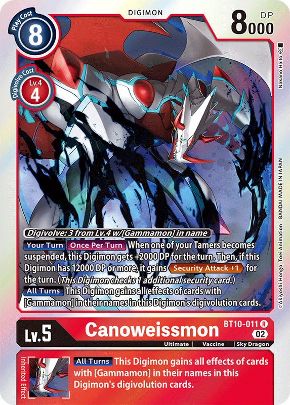 Foil Canoweissmon BT10-011 R Xros Encounter Digimon TCG - guardiangamingtcgs