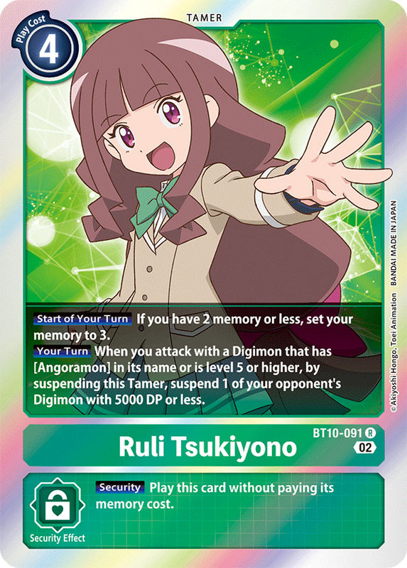 Foil Ruli Tsukiyono BT10-091 R Xros Encounter Digimon TCG - guardiangamingtcgs