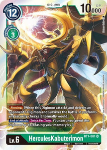 Foil HerculesKabuterimon BT1-081 SR Release Special Booster Digimon TCG - guardiangamingtcgs