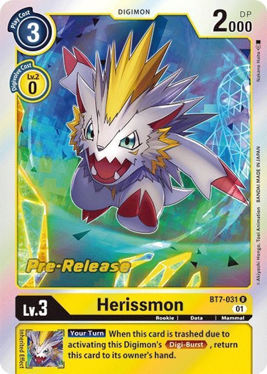 Foil Herissmon BT7-031 R Next Adventure Pre-Release Cards Digimon TCG - guardiangamingtcgs