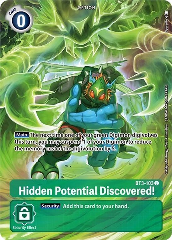 Foil Hidden Potential Discovered! (Alternate Art) BT3-103 U Dimensional Phase Digimon TCG - guardiangamingtcgs