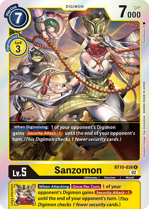 Foil Sanzomon BT10-038 R Xros Encounter Digimon TCG - guardiangamingtcgs