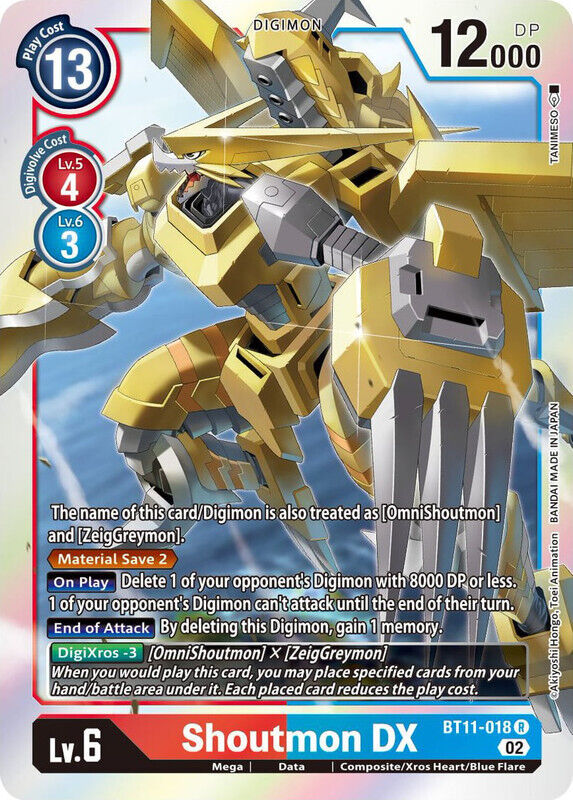 Foil Shoutmon DX BT11-018 R Dimensional Phase Digimon TCG - guardiangamingtcgs