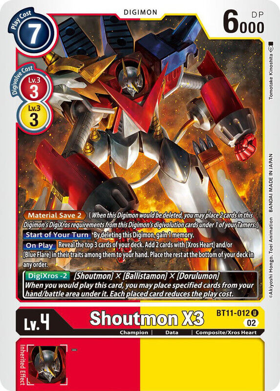 Shoutmon X3 BT11-012 U Dimensional Phase Digimon TCG - guardiangamingtcgs