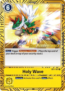 Foil Holy Wave (2nd Anniversary Card Set) BT1-107 C Release Special Booster Digimon TCG - guardiangamingtcgs
