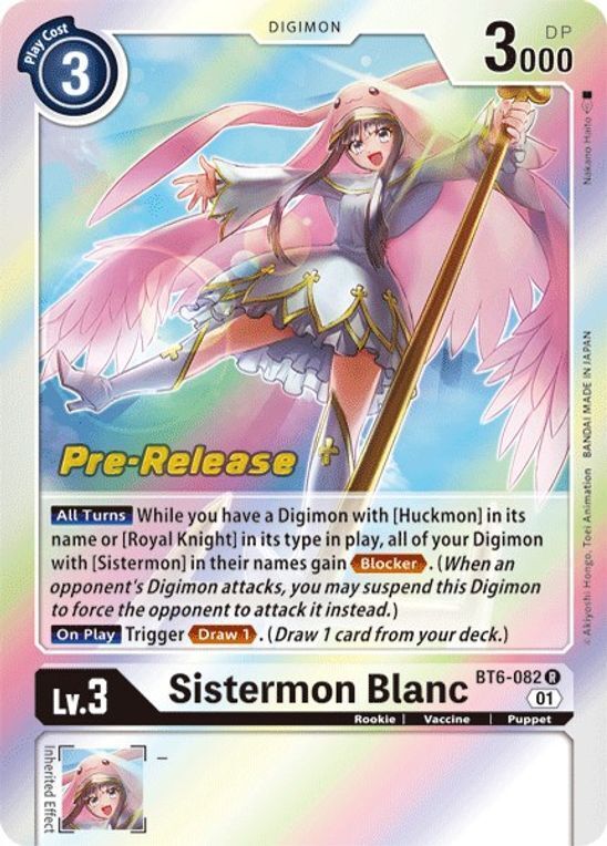 Foil Sistermon Blanc BT6-082 R Double Diamond Pre-Release Cards Digimon TCG - guardiangamingtcgs