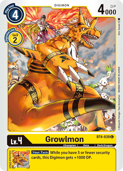 Growlmon BT4-039 C Great Legend Digimon TCG - guardiangamingtcgs