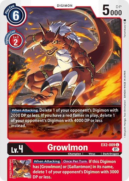 Growlmon EX2-009 C Digital Hazard Digimon TCG - guardiangamingtcgs