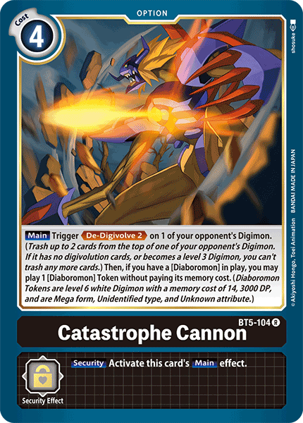 Catastrophe Cannon BT5-104 R Battle of Omni Digimon TCG - guardiangamingtcgs