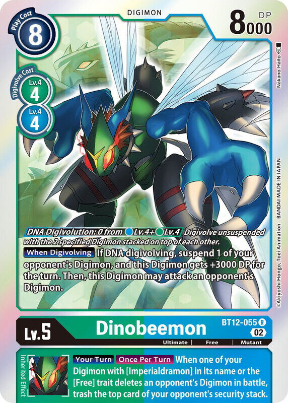 Foil Dinobeemon BT12-055 R Across Time Digimon TCG - guardiangamingtcgs