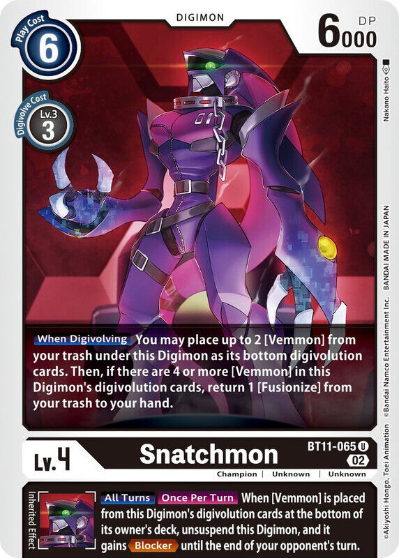 Foil Snatchmon BT11-065 U Dimensional Phase Digimon TCG - guardiangamingtcgs