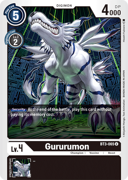 Gururumon BT3-065 U Release Special Booster Digimon TCG - guardiangamingtcgs