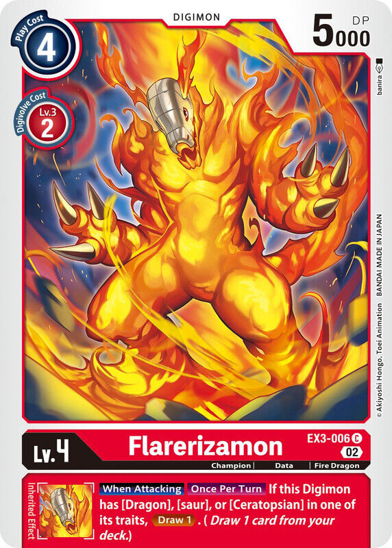 Flarerizamon EX3-006 C Draconic Roar Digimon TCG - guardiangamingtcgs